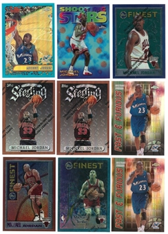1996-2002 Topps Chrome & Assorted Brands Michael Jordan Card Collection (9 Different) Featuring Refractor Examples!
